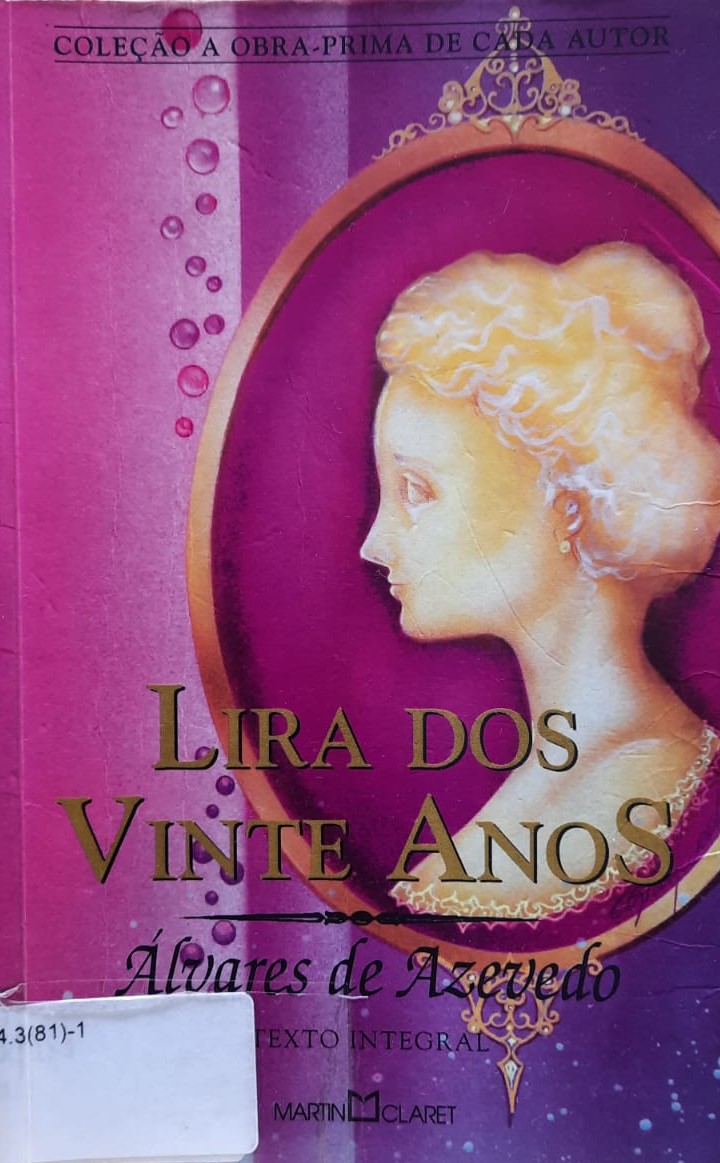 Capa da obra Lira dos Vinte Anos do autor Álvares de Azevedo com fundo rosa. 